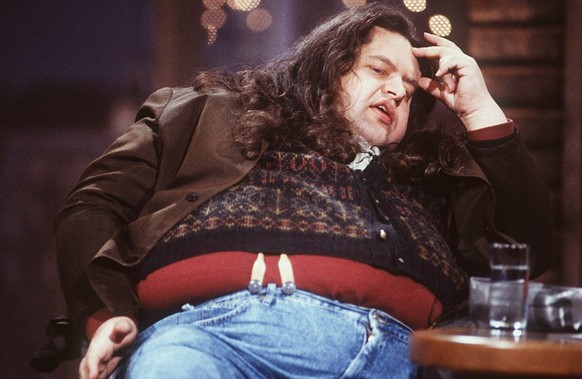 Bildnummer: 56823432 Datum: 01.03.1996 Copyright: imago/teutopress
Hermes Phettberg 03/96 pp Moderation TV Fernsehen Kunst �sterreich Mann dunkelhaarig langhaarig dick leger Jackett Locken quer halb  ...
