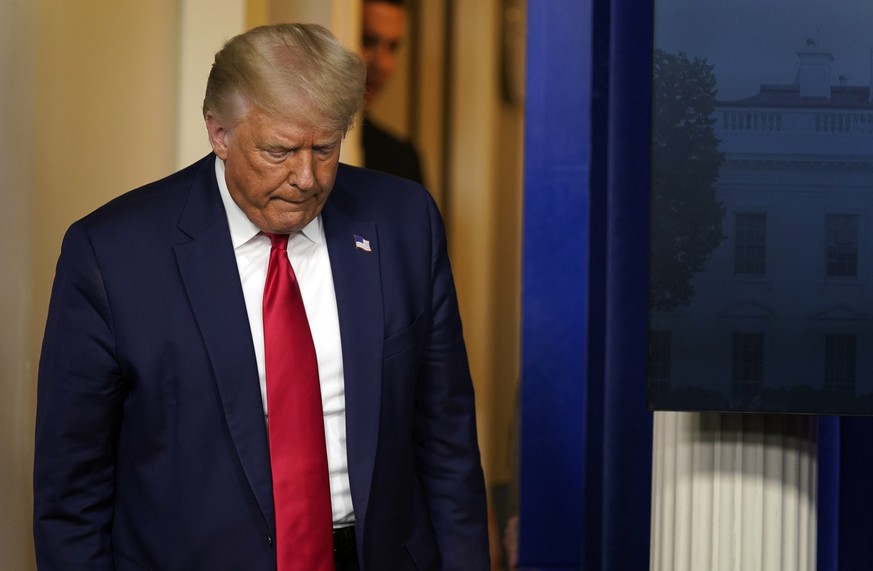 President Donald Trump arrives to speak at a news conference at the White House, Tuesday, July 28, 2020, in Washington. (AP Photo/Evan Vucci)
Donald Trump