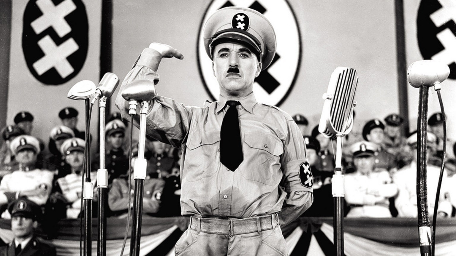 Legendary silent film actor/director Charlie Chaplin is shown in a scene from the 1940 film &quot;The Great Dictator,&quot; his first film with dialogue, in this promotional photo. Chaplin plays the d ...