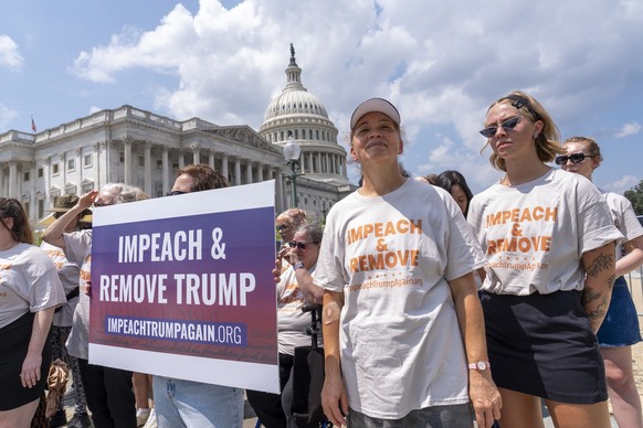 Protesters call for the impeachment of President Donald Trump as a threat to democracy, at the Capitol in Washington, Wednesday, July 23, 2025. (AP Photo/J. Scott Applewhite)
Congress Trump