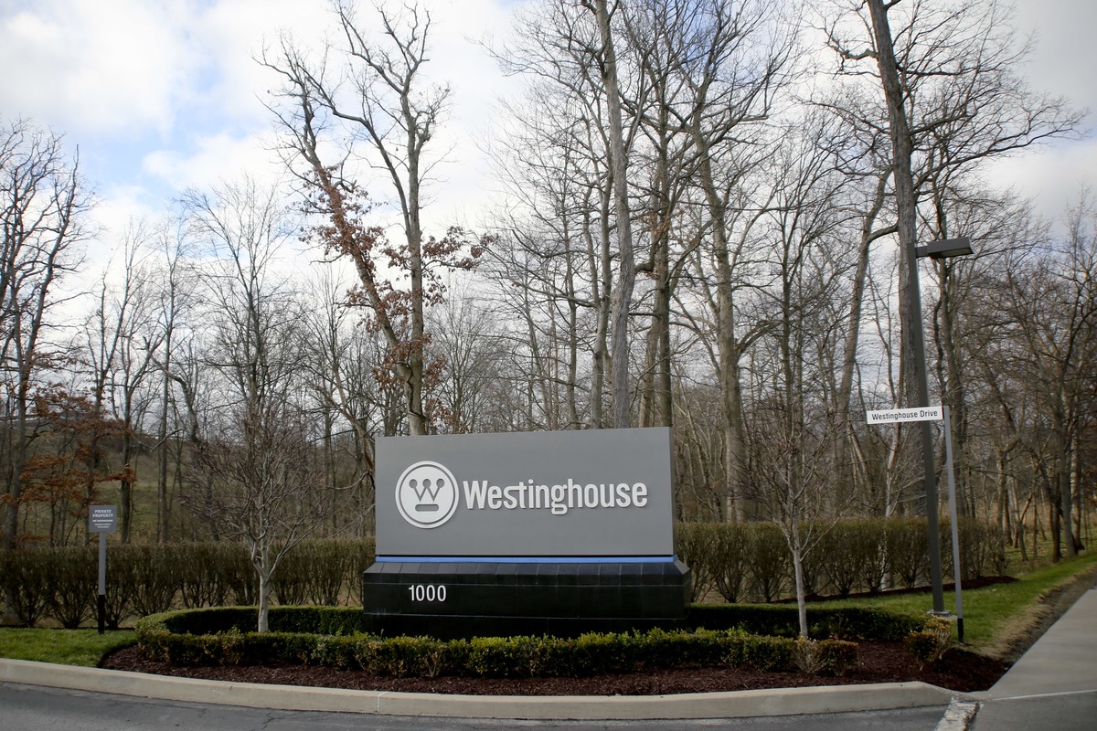 A sign marks the entrance to Westinghouse's global sites and world headquarters, Wednesday, March 29, 2017, in Cranberry, Pa. Japan's embattled Toshiba Corp. says its U.S. nuclear unit Westi ...