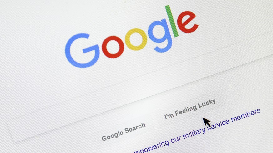 FILE - A cursor moves over Google's search engine page Tuesday, Aug. 28, 2018, in Portland, Ore. Some federal lawmakers urged Google last month to limit the appearance of anti-abortion pregnancy clini ...