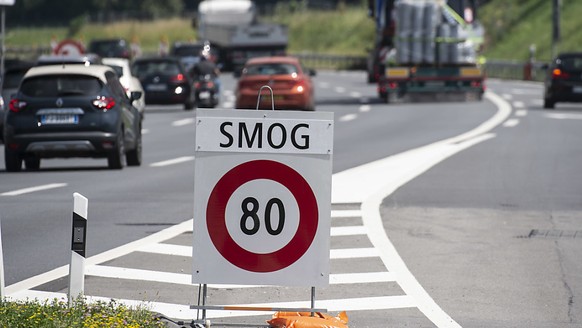 Tempolimit 80 km/h wegen Ozonbelastung: Autobahn A2 in Mendrisio.