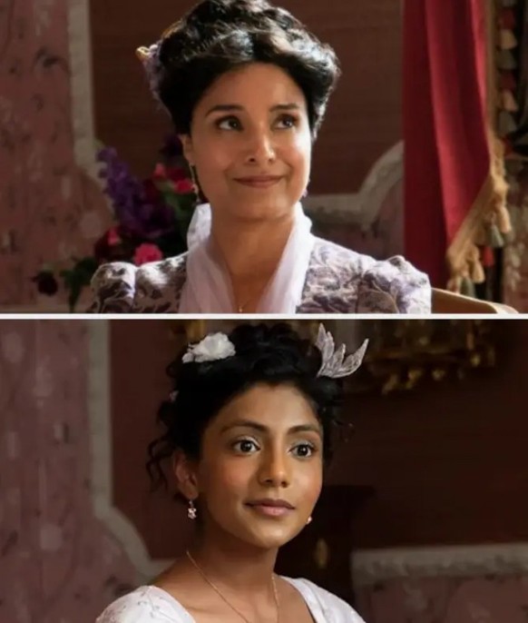 Shelley Conn as Mary and Charithra Chandran as Edwina Sharma in Bridgerton