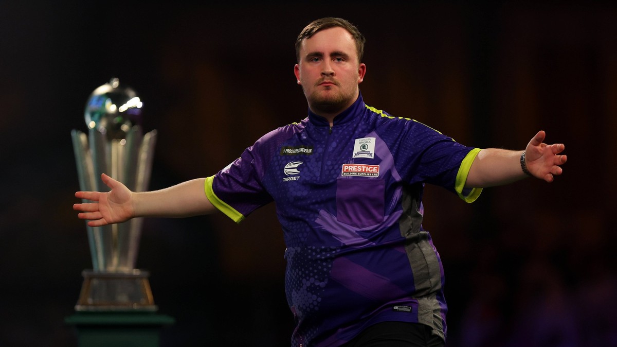 3rd January 2024, Alexandra Palace, London, England 2023/24 PDC Paddy Power World Darts Championships Day 16, Final Luke Littler celebrates after he wins the fourth set against Luke Humphries PUBLICAT ...