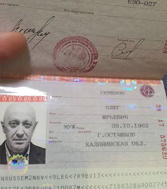 Passports of Yevgeny Prigozhin.