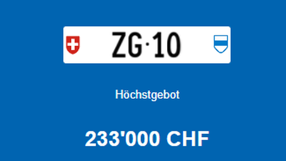 Kontrollschild ZG 10