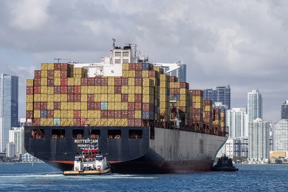 epa12752308 A container ship arrives at PortMiami in Miami, Florida, USA, 17 February 2026. According to Miami-Dade County?s official press release on PortMiami?s Fiscal Year 2025 results, the port ha ...