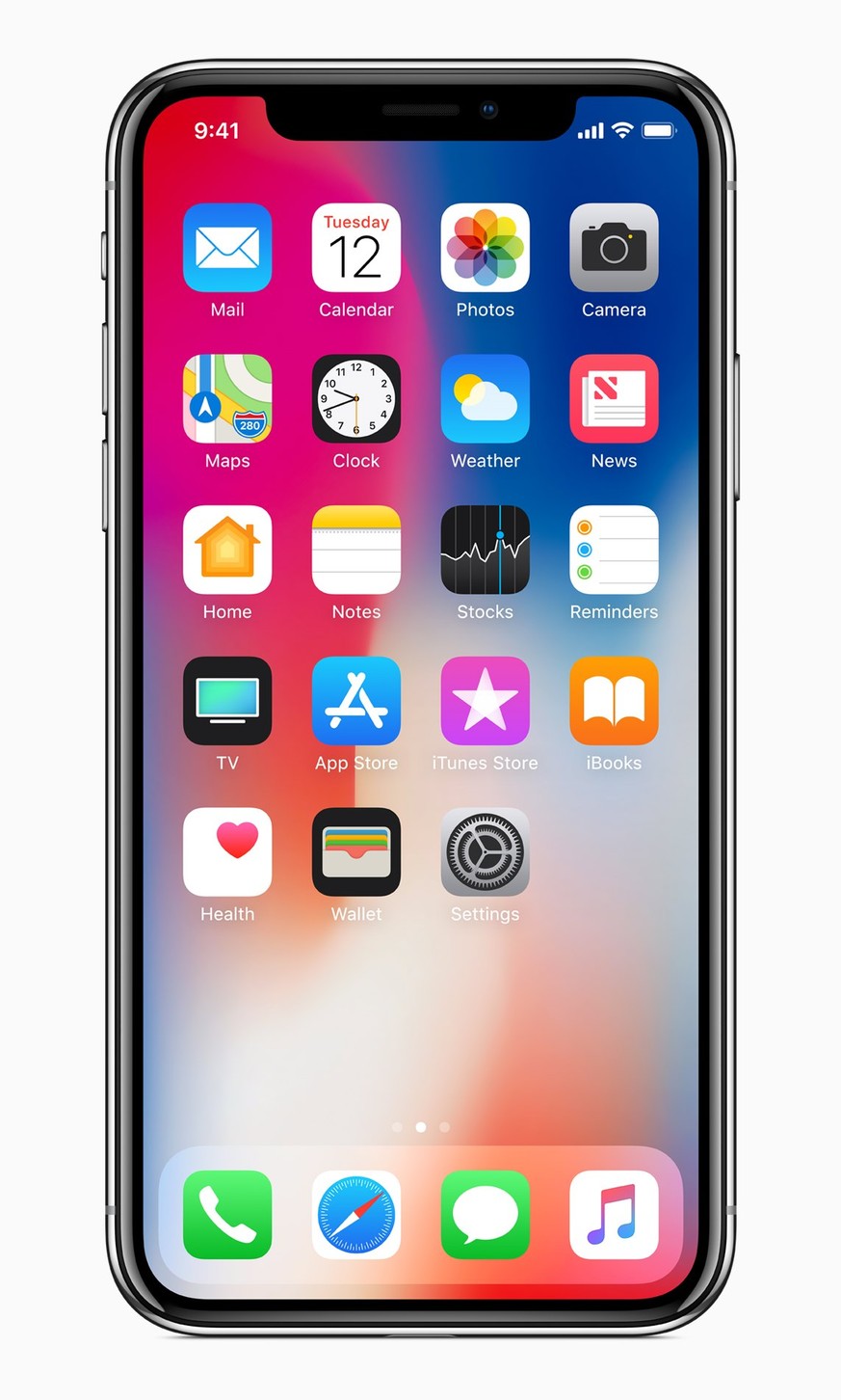 epa06200712 A handout image made available by Apple on 12 September 2017 showing the new Apple iPhone X, presented in Cupertino, California, USA. The new phone features include a 5.8-inch Super Retina ...