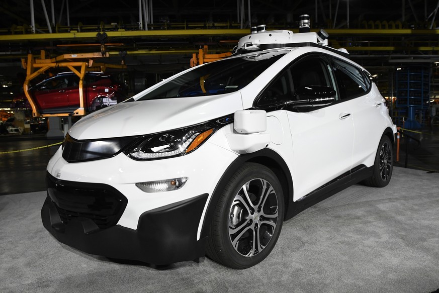 FILE - In this Tuesday, June 13, 2017, file photo, a self-driving Chevrolet Bolt EV that is in General Motors Co.&#039;s autonomous vehicle development program appears on display at GM&#039;s Orion As ...