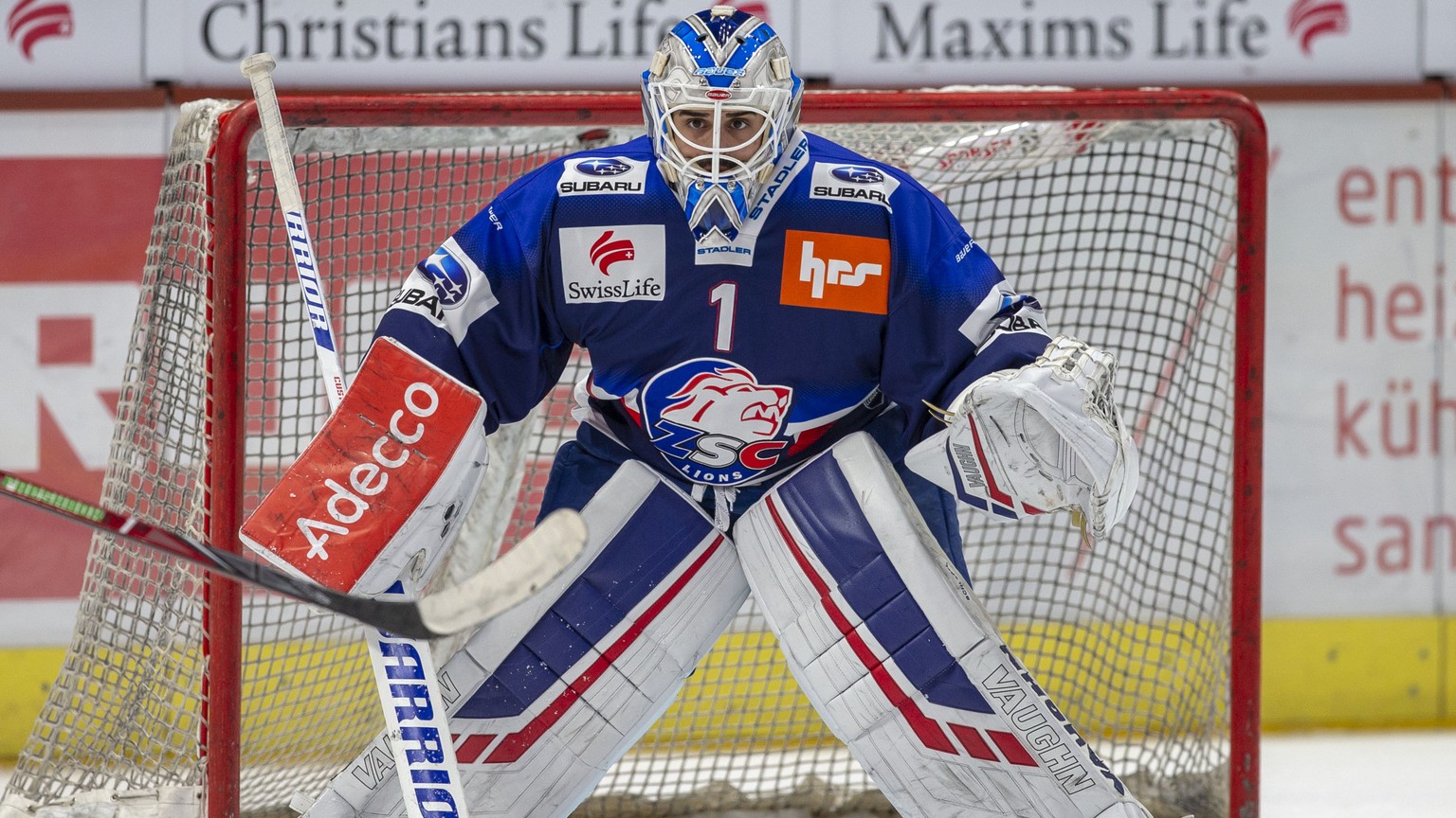 ZSC Lions Torhueter Niklas Schlegel waehrend dem Eishockey-Meisterschaftsspiel der National League A zwischen den ZSC Lions und dem HC Ambri-Piotta am Donnerstag, 4. Oktober 2018, in Zuerich. (KEYSTON ...