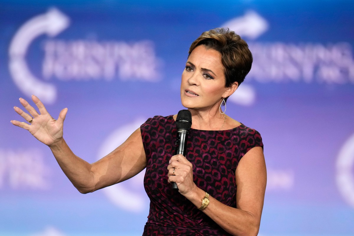 FILE - Kari Lake speaks to supporters at a campaign event, Sept. 4, 2024, in Mesa, Ariz. (AP Photo/Ross D. Franklin, File)
Kari Lake