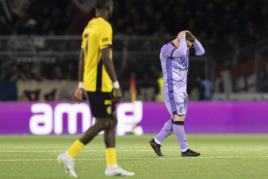 Xherdan Shaqiri (FCB) reagiert im Fussball Meisterschaftsspiel der Super League zwischen dem BSC Young Boys und dem FC Basel, im Stadion Wankdorf in Bern, am Sonntag, 2. November 2025. (KEYSTONE/Antho ...