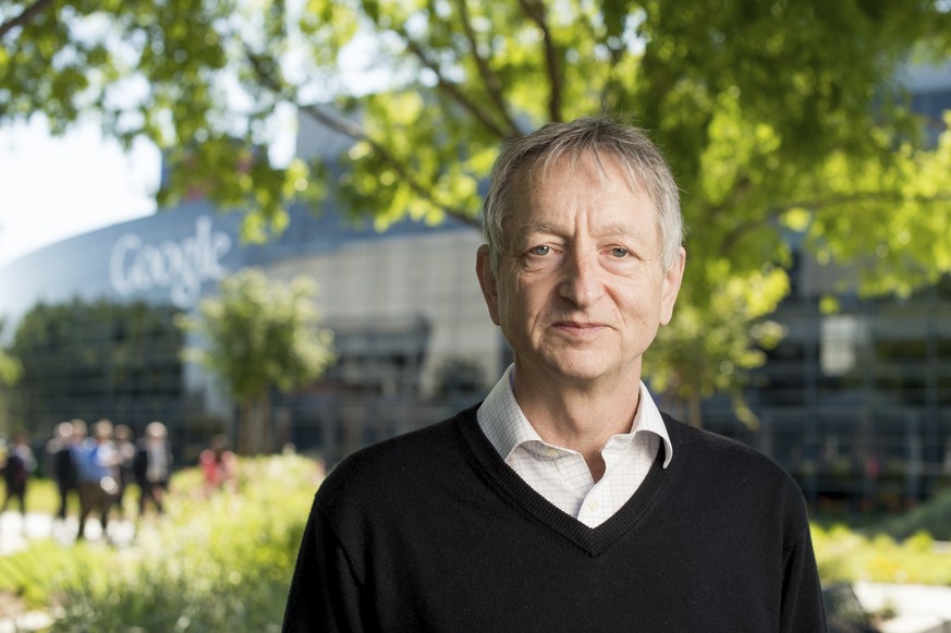 FILE - Computer scientist Geoffrey Hinton, who studies neural networks used in artificial intelligence applications, stands for a portrait at Google's Mountain View, Calif, headquarters on March  ...