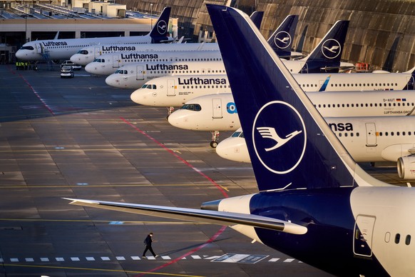 FILE - A man walks past parked Lufthansa aircraft at the airport as Lufthansa pilots are on a two-day strike, in Frankfurt, Germany, Thursday, March 12, 2026. (AP Photo/Michael Probst, File)
Jet Fuel  ...