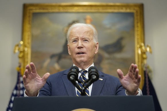 President Joe Biden announces that along with the European Union and the Group of Seven countries, the U.S. will move to revoke &quot;most favored nation&quot; trade status for Russia over its invasio ...