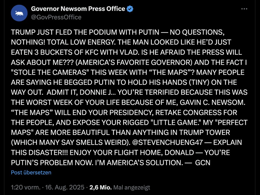 Tweet von Newsom