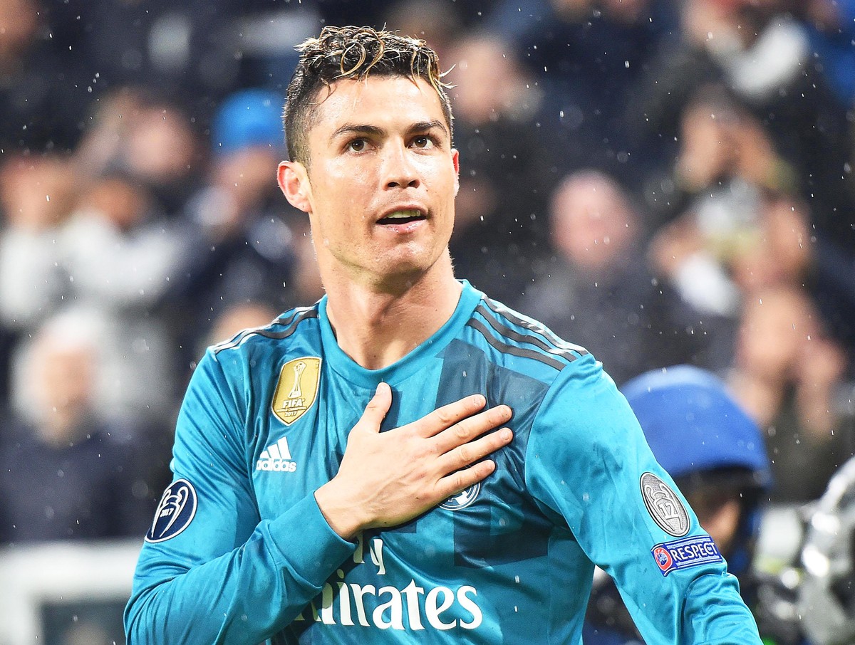 epa06878257 (FILE) - Real Madrid's Cristiano Ronaldo celebrates after scoring the 2-0 lead during the UEFA Champions League quarter final, first leg soccer match between Juventus FC and Real Madr ...