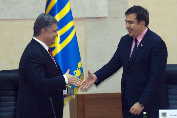President of Ukraine Petro Poroshenko and ex-President of Georgia Mikheil Saakashvili, the newly appointed head of the Odessa Regional State Administration PUBLICATIONxINxGERxSUIxAUTxONLY Copyright: vi...