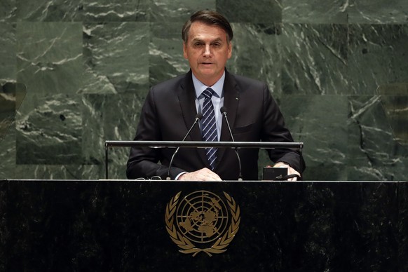 Brazil&#039;s President Jair Bolsonaro addresses the 74th session of the United Nations General Assembly, Tuesday, Sept. 24, 2019. (AP Photo/Richard Drew)
Jair Messias Bolsonaro