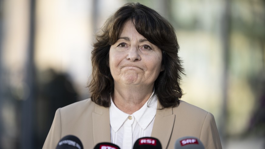 KEYPIX - Anna Giacometti, ehemalige Gemeindepraesidentin und Nationalraetin gibt ein Statement ab, aufgenommen nach Verkuendung des Urteils der Gerichtsverhandlung zum Bergsturz in Bondo, am Freitag,  ...