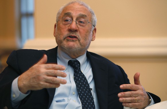 Nobel Laureate in economics and former World Bank chief Joseph Stiglitz speaks to the media after his lecture &quot;The Price of Inequality&quot; at the Center for The New Economy Annual Conference at ...