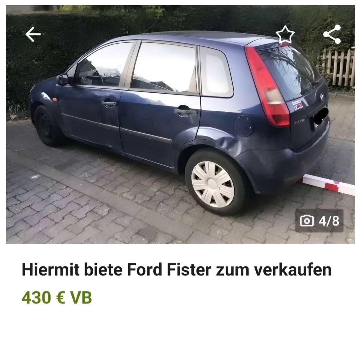 Lustige Fails: Kleinanzeigen Ford Fister