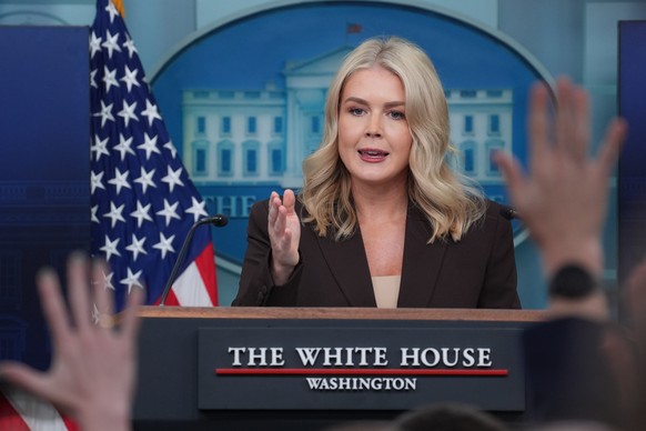 White House press secretary Karoline Leavitt speaks at a press briefing in the James Brady Press Briefing room at the White House, Monday, Oct. 6, 2025, in Washington. (AP Photo/Evan Vucci)
Karoline L ...