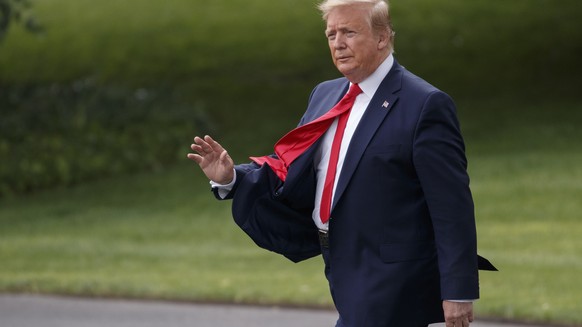 epa07556522 US President Donald J. Trump walks to board Marine One on the South Lawn of the White House in Washington, DC, USA, 08 May 2019. Earlier in the day President Trump invoked executive privil ...