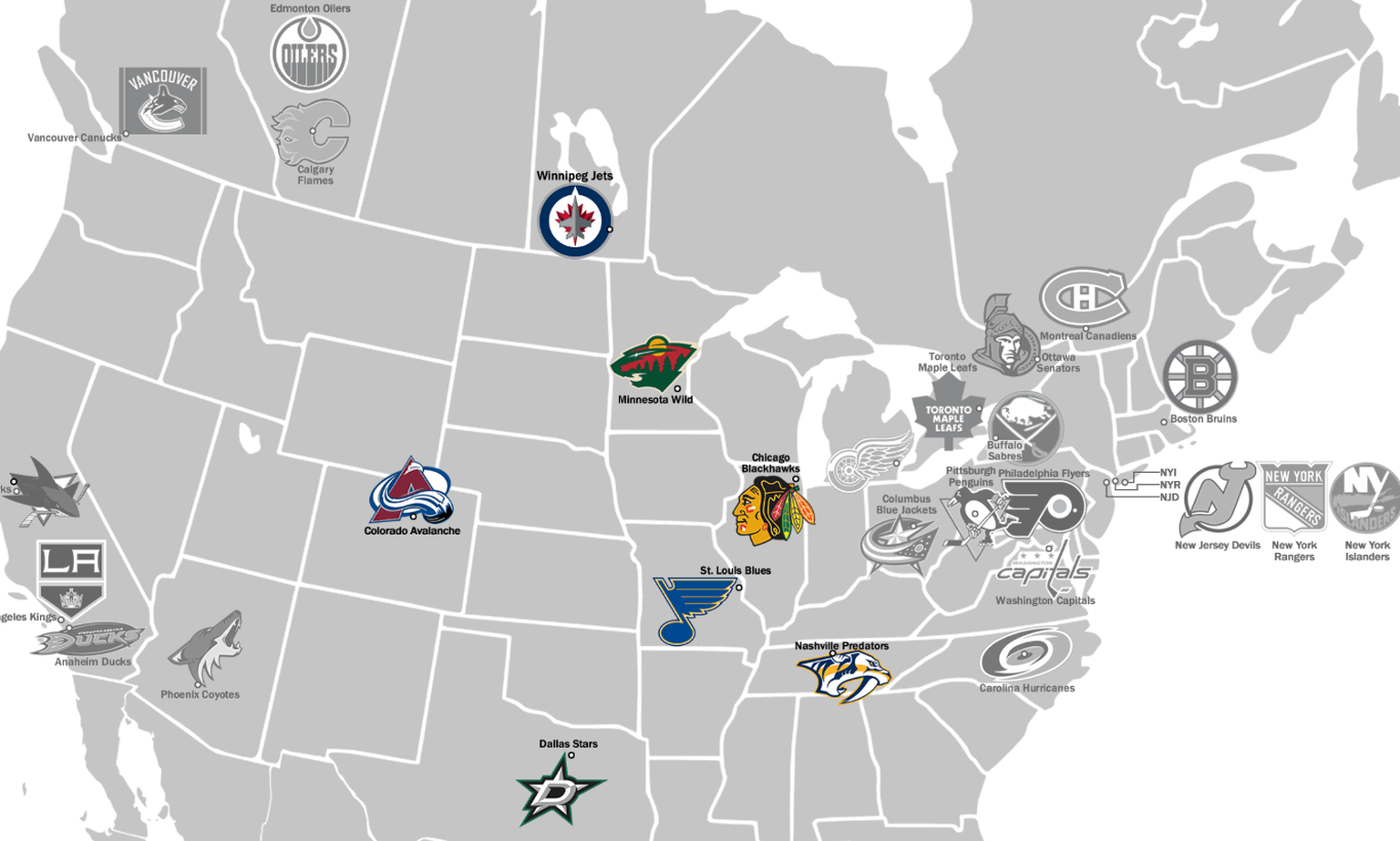 Die Teams der Central Division in Farbe.