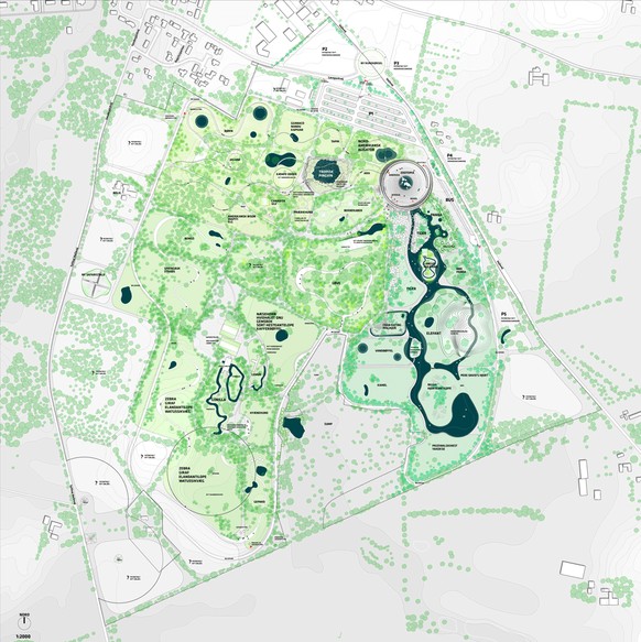 Planskizze von Zootopia. Das Projekt nimmt eine Fläche von 1,2 Quadratkilometern ein.