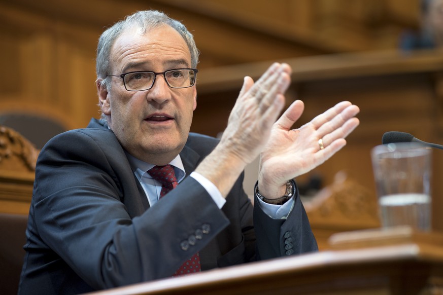 Bundesrat Guy Parmelin spricht an der Herbstsession der Eidgenoessischen Raete, am Montag, 25. September 2017 im Staenderat in Bern. (KEYSTONE/Anthony Anex)