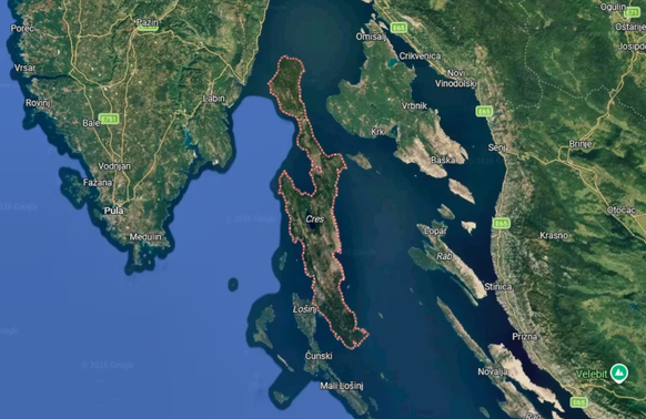 Die Insel Cres liegt in der nördlichen Adria in Kroatien.