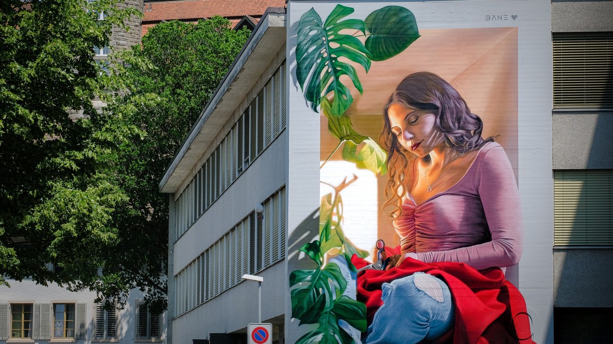 Streetart Festival 2023 – Wandmalerei/Mural von BANE an einer Hausfassade, 03.06.2023