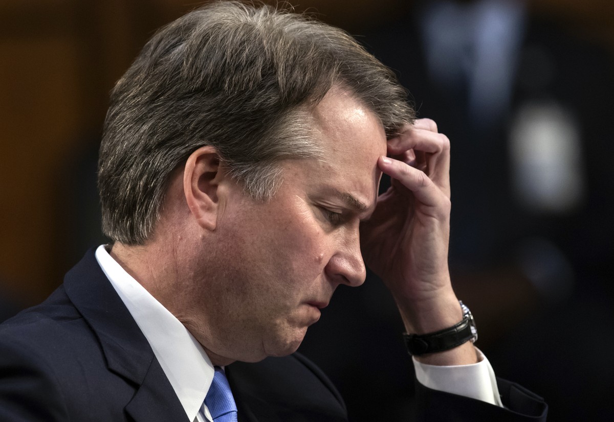 In this Sept. 6, 2018 photo, Supreme Court nominee, Brett Kavanaugh waits to testify before the Senate Judiciary Committee for the third day of his confirmation hearing, on Capitol Hill in Washington. ...