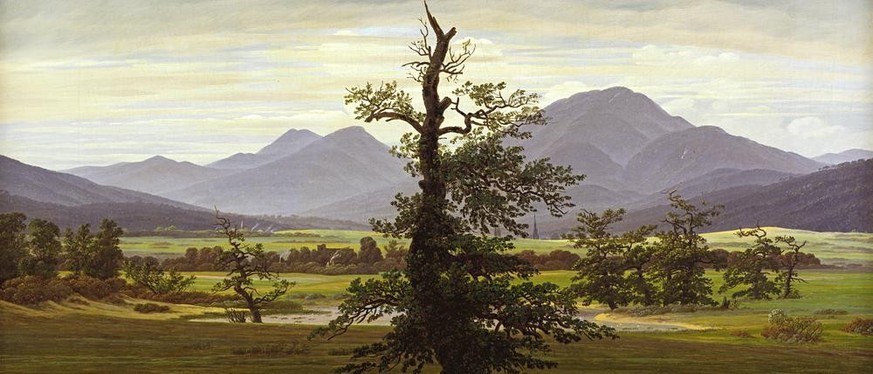 Die «Dorflandschaft bei Morgenbeleuchtung» des deutschen Romantikers Caspar David Friedrich, 1822.