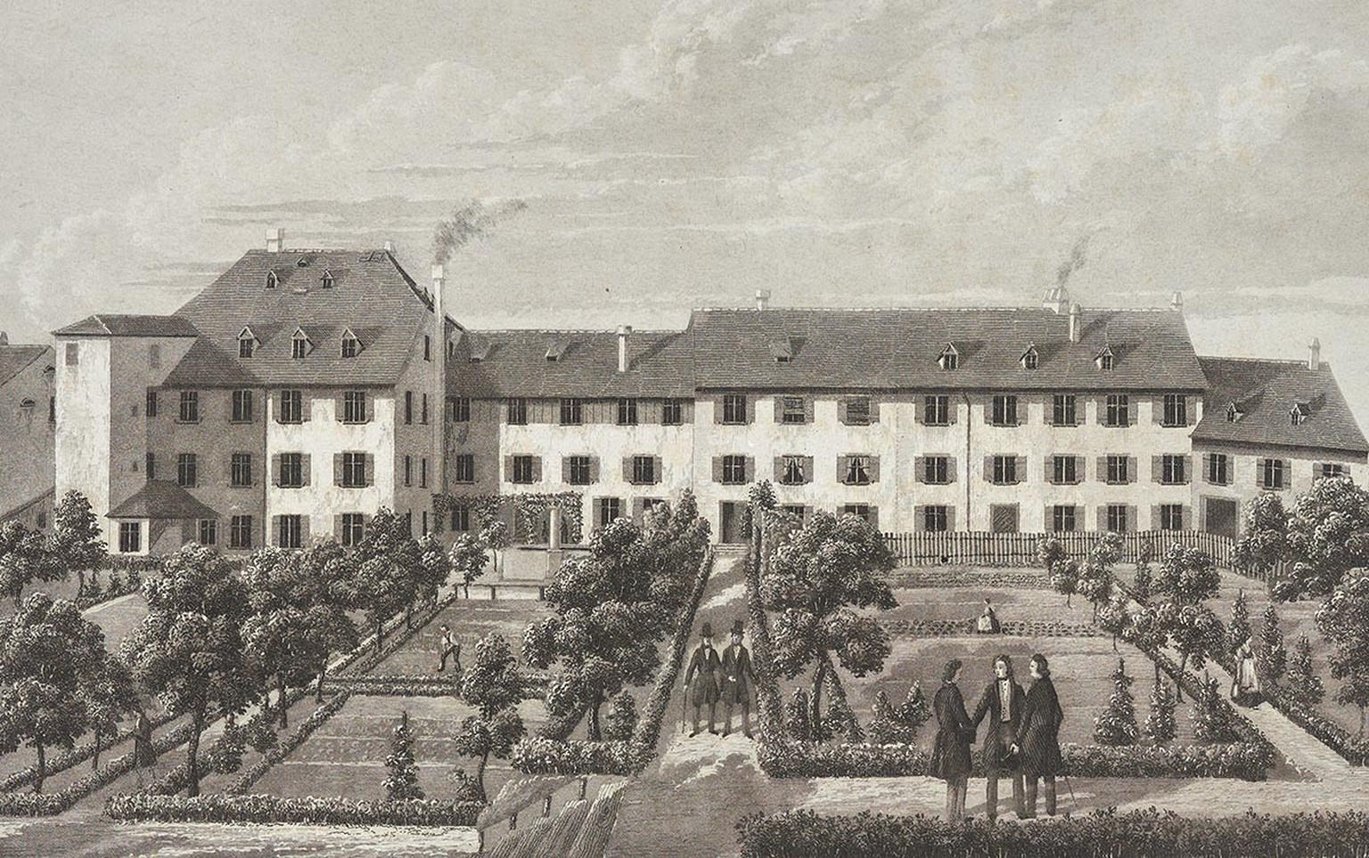 Eine Druckgrafik von Jakob Theophil Beck zeigt das Missionshaus in Basel, Ende 19. Jahrhundert.
https://commons.wikimedia.org/wiki/File:CH-NB_-_Grafiken_Orts-_und_Landschaftsansichten_-_GS-GRAF-ANSI-B ...