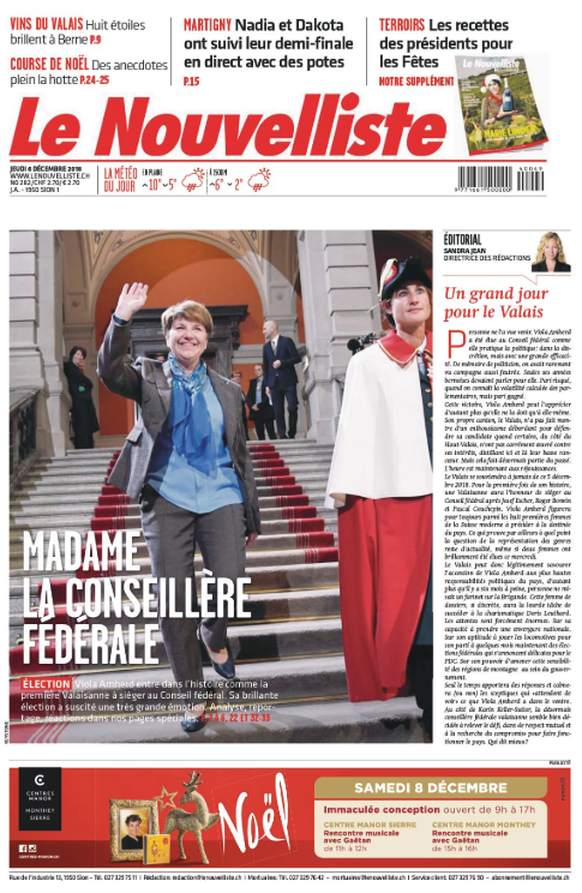 Zeitungen Cover Frontseiten Bundesratswahl Bundesrat Amherd Keller-Sutter