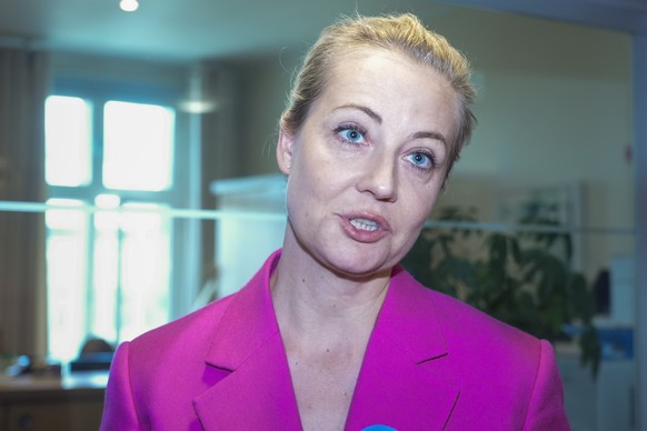 Yulia Navalnaya, widow of Russian opposition leader Alexei Navalny meets Norway&#039;s Foreign Minister Espen Barth Eide, right, in Oslo, Norway, Monday, June 3, 2024. (Terje Pedersen/NTB Scanpix via  ...