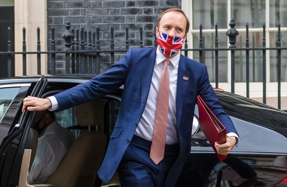 epa09303656 (FILE) - British Health Secretary Matt Hancock arrives in Downing Street ahead of a press conference in London, Britain, 27 May 2021 (reissued 26 June 2021). Downing Street on 26 June 2021 ...