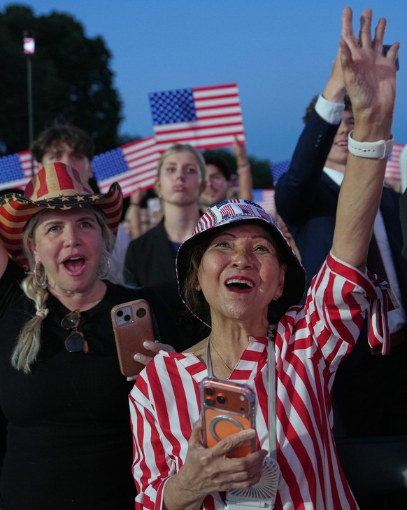 People cheer as President Donald Trump speaks at the opening of the Great American State Fair on the National Mall, Wednesday, June 24, 2026, in Washington. (AP Photo/Julia Demaree Nikhinson)
Trump Am ...