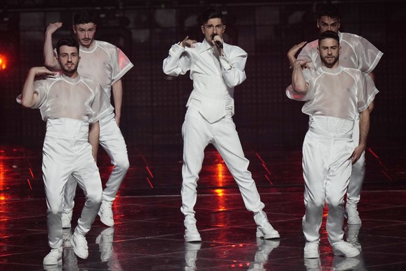 Michael Ben David from Israel singing &#039;I.M.&#039; performs during rehearsals at the Eurovision Song Contest in Turin, Italy, Wednesday, May 11, 2022. (AP Photo/Luca Bruno)