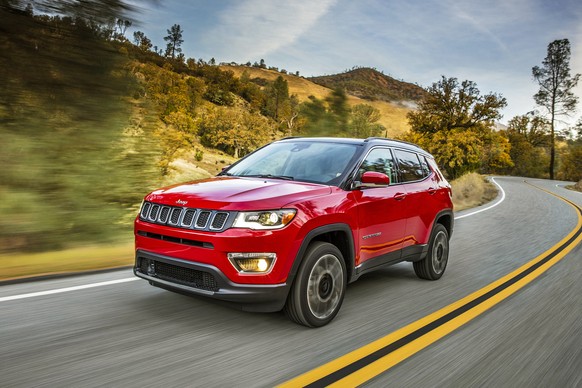 This undated photo provided by Stellantis shows the 2021 Jeep Compass, a small SUV that offered an average discount of about 5.7% in November. (Courtesy of Stellantis via AP)