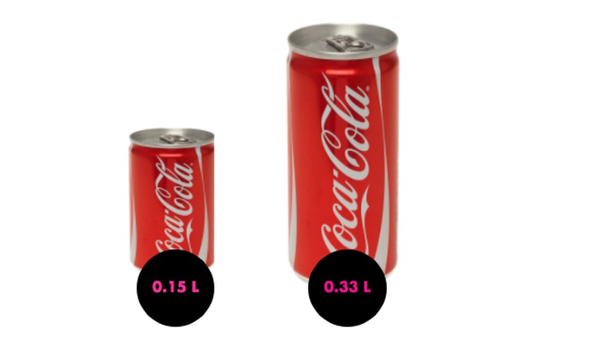 Auch der Getränkehersteller Coca Cola verkleinert seine Dosen. Ab April 2018 gibt es in der Schweiz die 0,15-Liter Dose im Einzelhandel zu kaufen.&nbsp;