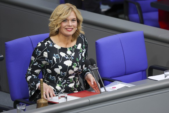 epa12077093 German Parliament &#039;Bundestag&#039; President Julia Kloeckner attends the election of German Chancellor at the Bundestag in Berlin, Germany, 06 May 2025. The new German government will ...
