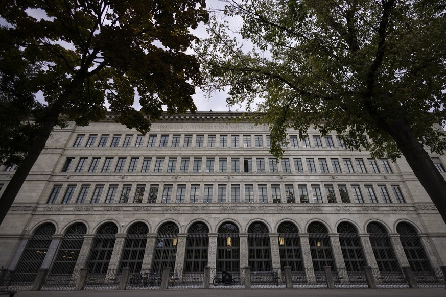 The facade of the Swiss National Bank (SNB) in Zurich, Switzerland, on Thursday, September 20, 2023. (KEYSTONE/Michael Buholzer).