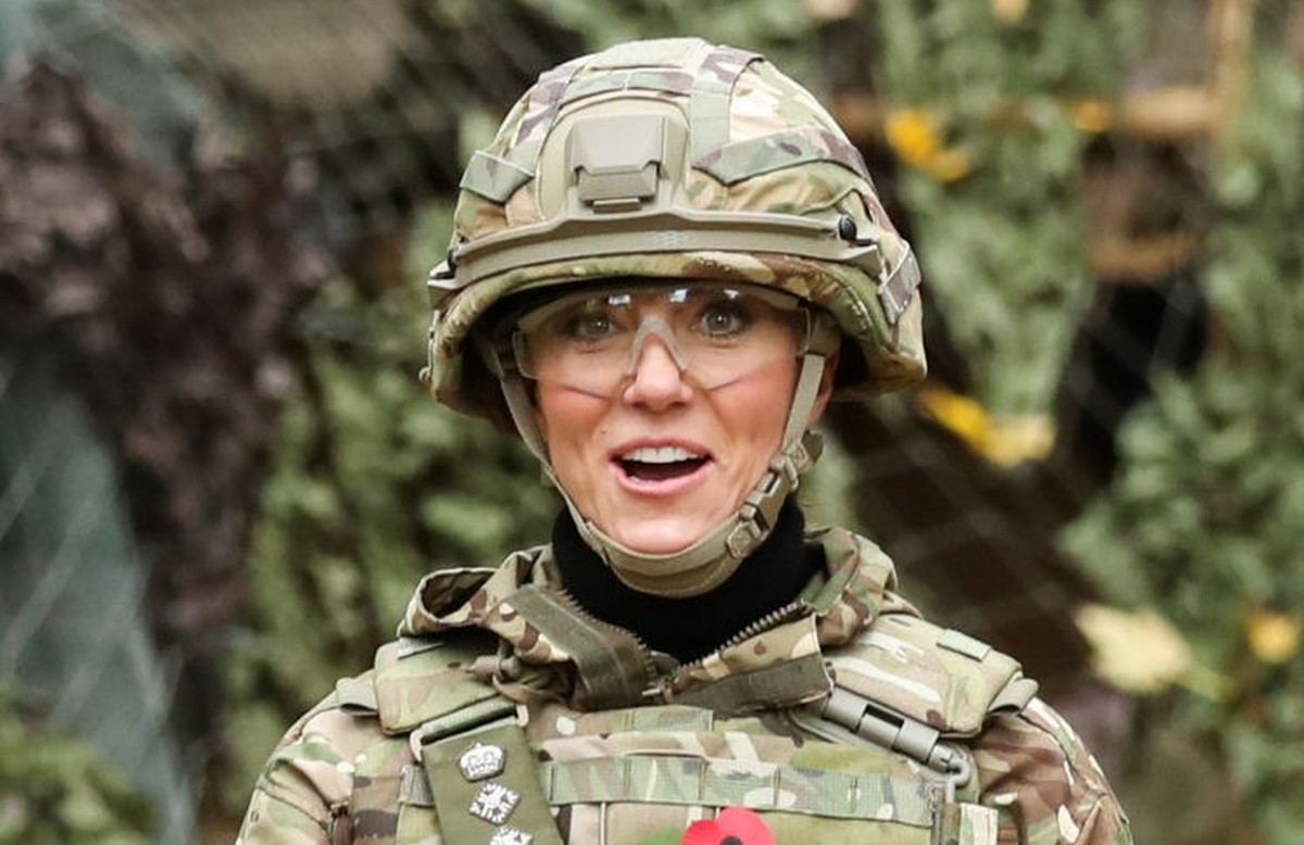 DEREHAM, ENGLAND - NOVEMBER 8: Catherine, Princess of Wales flies a drone as she visits The Queen's Dragoon Guards Regiment for the first time as their Colonel in Chief on November 8, 2023 in Der ...