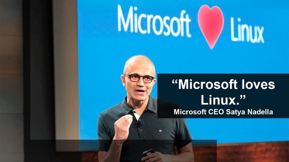 Microsoft-Chef&nbsp;Satya Nadella setzt auf Microsofts Azure-Cloud und Linux, da das Open-Source-Betriebssystem für leistungsschwache Chips in vielen vernetzten Geräten besser als Windows 10 geeignet  ...