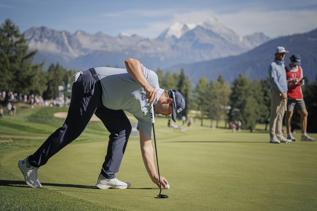 epa13209478 Thriston Lawrence of South Africa during the first round of the DP World Tour Omega European Masters Golf Tournament, in Crans-Montana, Switzerland, 03 September 2026. EPA/VALENTIN FLAURAU ...