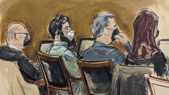 Defendant Sayfullo Saipov, second from left, sits at the defense table flanked by his attorneys during opening statements, Monday, January 9, 2023, at Manhattan Federal Court in New York.  Saipov...